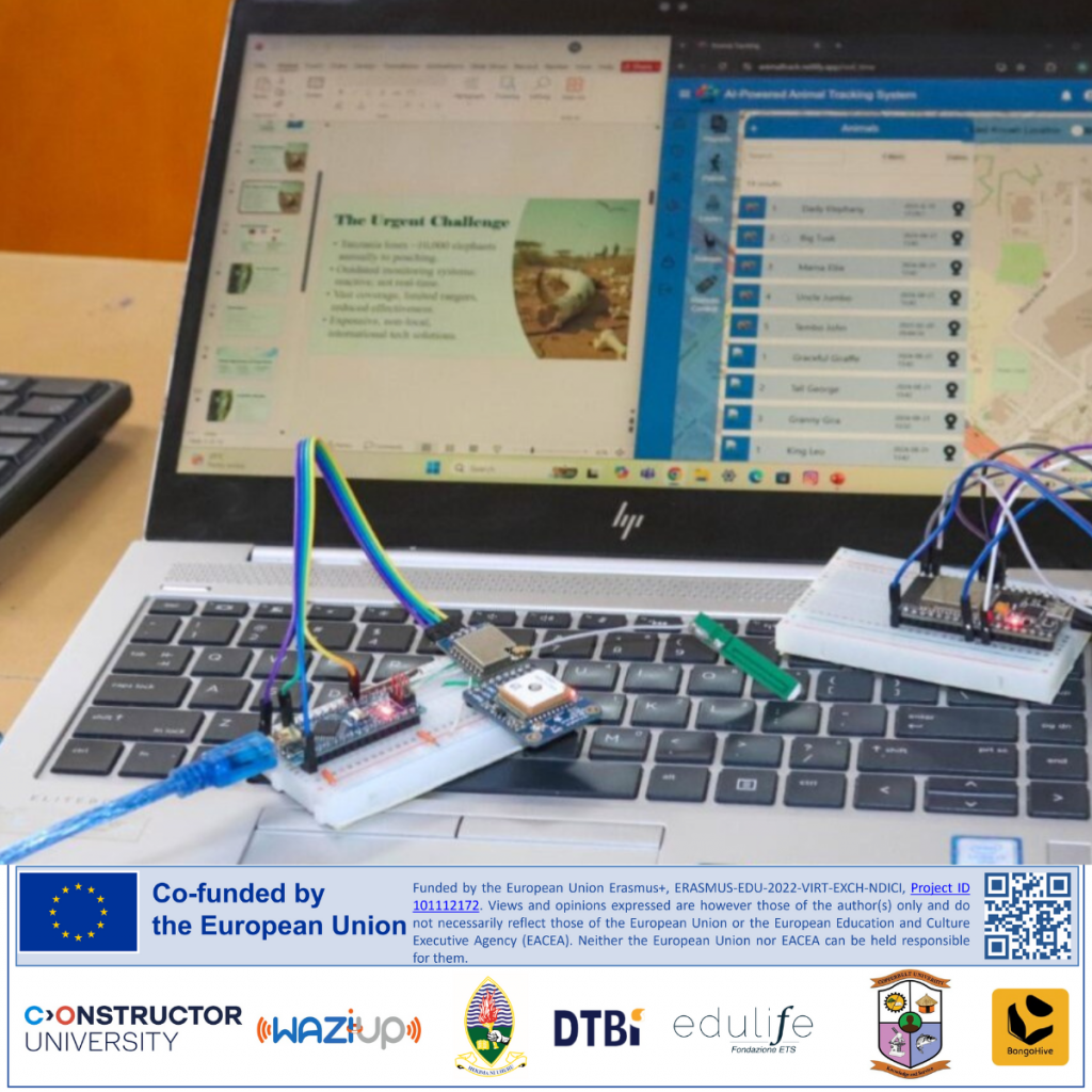 implementation of circuit using waziup technologies by SVE and DVE participants on a laptop